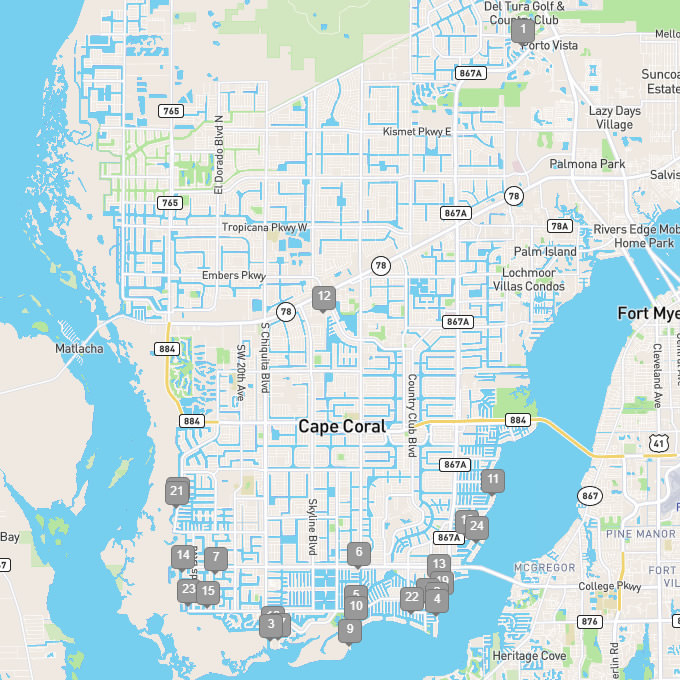cape coral Florida Map